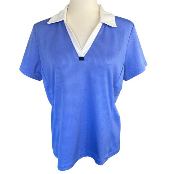 Tail Tops - Tail White Label Women's Golf Polo Blue Shirt Large S/S Athleisure Athletic